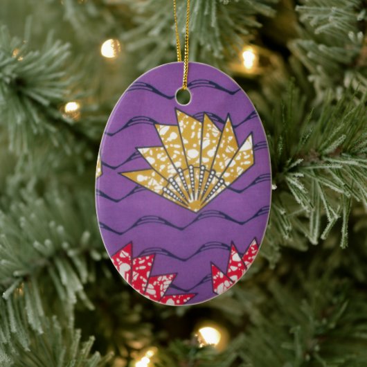 最新のアフリカの波状伝統的ファッションパターンアート セラミックオーナメント (ツリー)