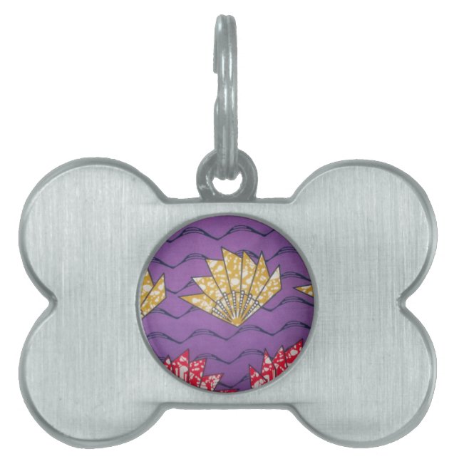 最新のアフリカの波状伝統的ファッションパターンアート ペットネームタグ (正面)