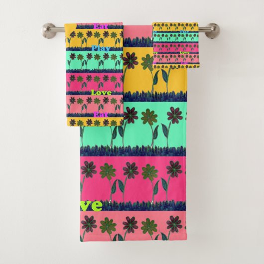 最新のエッジィでカラフルな「食」ラブ＆プレイ ファッションアイデア バスタオルセット (インサイチュ)