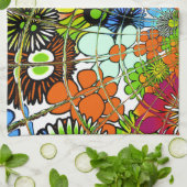 最新のカラフル素晴らしい花の柄デザインアート キッチンタオル (折り畳み)