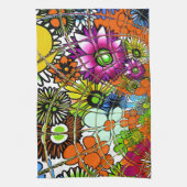 最新のカラフル素晴らしい花の柄デザインアート キッチンタオル (縦)
