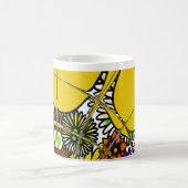 最新のカラフル素晴らしい花の柄デザインアート コーヒーマグカップ (中央)