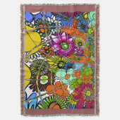 最新のカラフル素晴らしい花の柄デザインアート スローブランケット (正面縦)