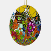 最新のカラフル素晴らしい花の柄デザインアート セラミックオーナメント (右)