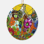 最新のカラフル素晴らしい花の柄デザインアート セラミックオーナメント (左)