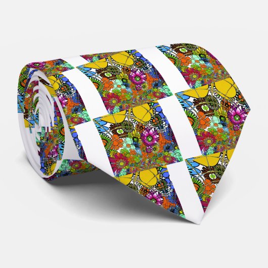 最新のカラフル素晴らしい花の柄デザインアート ネクタイ (ロール)