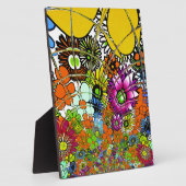 最新のカラフル素晴らしい花の柄デザインアート フォトプラーク (側面)