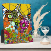 最新のカラフル素晴らしい花の柄デザインアート フォトプラーク (側面)