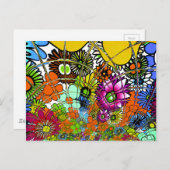 最新のカラフル素晴らしい花の柄デザインアート ポストカード (正面/裏面)