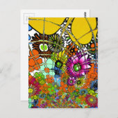 最新のカラフル素晴らしい花の柄デザインアート ポストカード (正面/裏面)