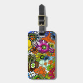 最新のカラフル素晴らしい花の柄デザインアート ラゲッジタグ (正面縦)