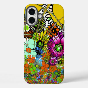 最新のカラフル素晴らしい花の柄デザインアート iPhone 16 PLUSケース