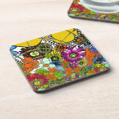 最新のカラフル驚くべき花の柄のデザインアート。 コースター (左側)
