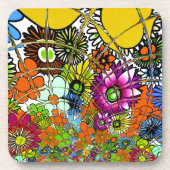 最新のカラフル驚くべき花の柄のデザインアート。 コースター (正面)