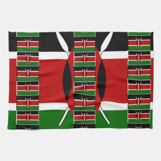 最新のケニア赤緑 キッチンタオル (横)