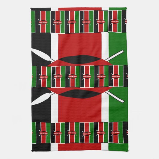 最新のケニア赤緑 キッチンタオル (縦)
