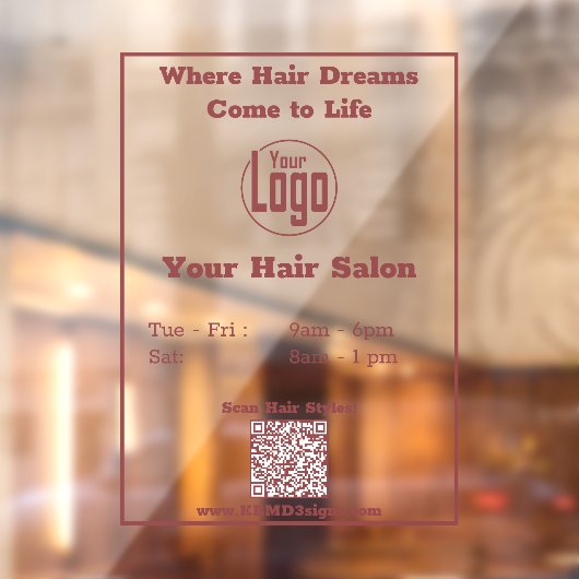 最新の営業時間はQRコードでサロン ウィンドウサイン (シート2)