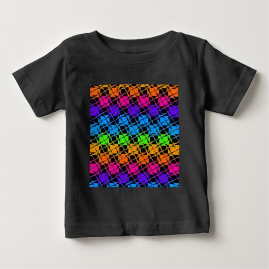 最新の美しいレインボーカラー市松模様にデザイン ベビーTシャツ (正面)