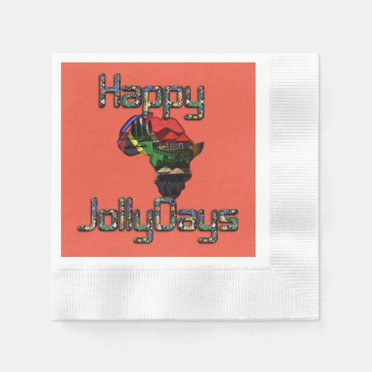 最新の アフリカ クリスマス 特別な機会 カスタム 3D 縁ありカクテルナプキン (正面)