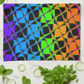 最新エディカラフルー市松模様にラインボーパターン キッチンタオル (折り畳み)