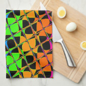 最新エディカラフルー市松模様にラインボーパターン キッチンタオル (四つ折り)