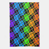 最新エディカラフルー市松模様にラインボーパターン キッチンタオル (縦)