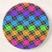 最新エディカラフルー市松模様にラインボーパターン コースター (正面)