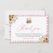 最新マーケットスタイルのモダンピンクギンガムの感謝カード ありがとうございます サンキューカード (正面)