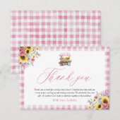 最新マーケットスタイルのモダンピンクギンガムの感謝カード ありがとうございます サンキューカード (正面/裏面)