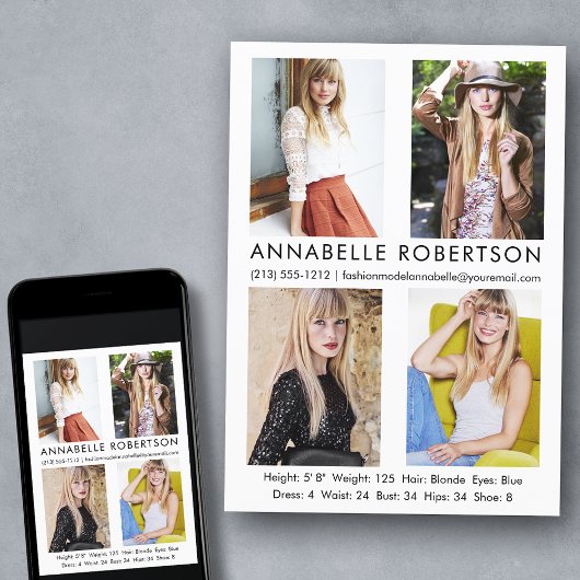 最新モデル・俳優4枚組コンポジットカード 招待状