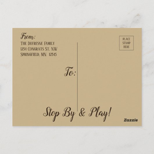 最新会員の「New Dog」の発表を待つ ポストカード (裏面)