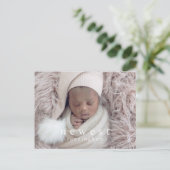 最新家族の一員 モダンでおしゃれな赤ちゃんの誕生 案内ポストカード (スタンド正面)