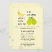 最新男女兼用ナシ双生児シャワー 招待状 (正面/裏面)