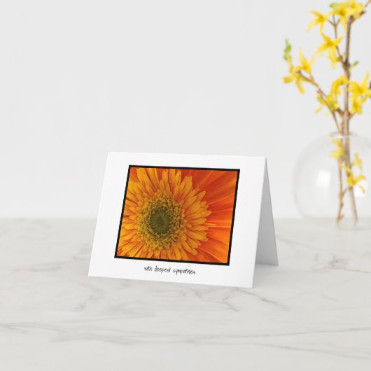 最深悔やみや弔慰鮮やかオレンジゲルベラデイジー カード (黄色い花)