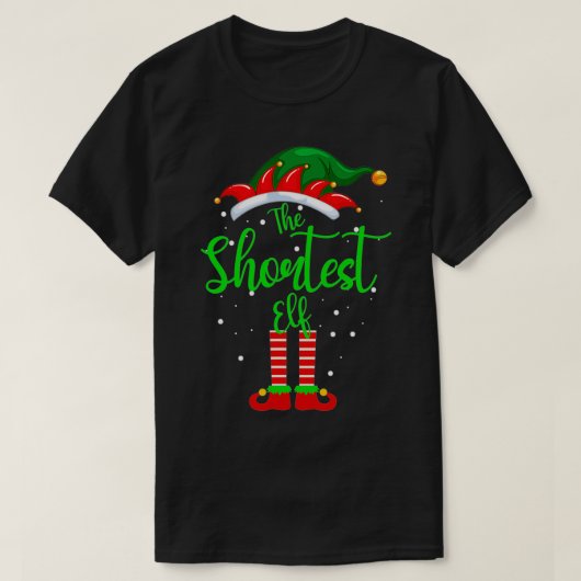 最短小妖精や小人マッチングファミリーグループクリスマスパーティー Tシャツ (デザイン正面)