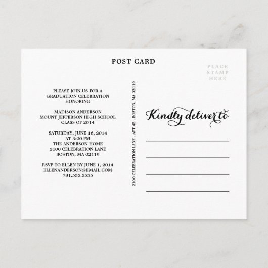 最糖卒業生 | 卒業式はがき招待状 インビテーションポストカード (裏面)