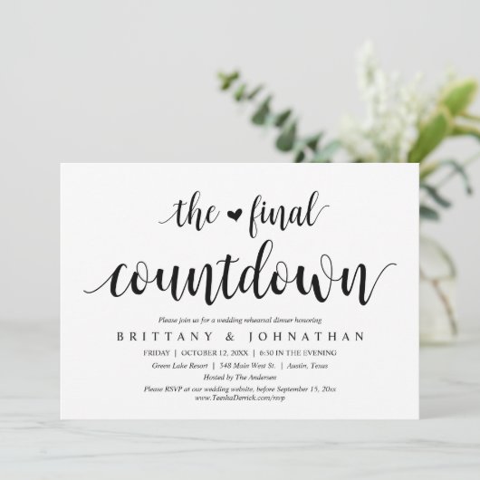 最終カウントダウン結婚のリハーサル夕食会パーティー 招待状 (スタンド正面)