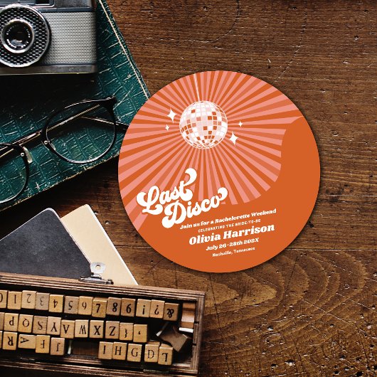 最終ディスコレトロ70のバチェロレッテ週末パーティー 招待状