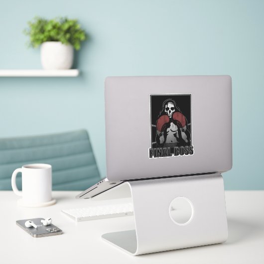 最終ボス シール (デスク上のノートパソコン)