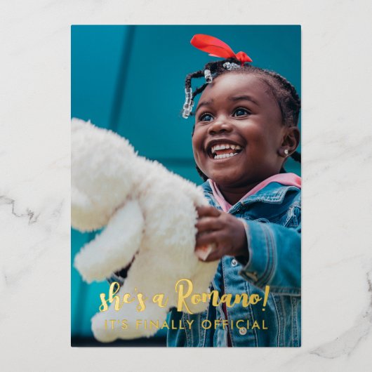 最終公式の姓2写真の採用 箔招待状 (正面)