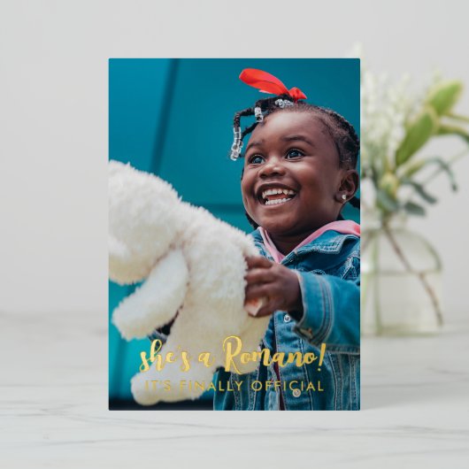 最終公式の姓2写真の採用 箔招待状 (立ち正面)