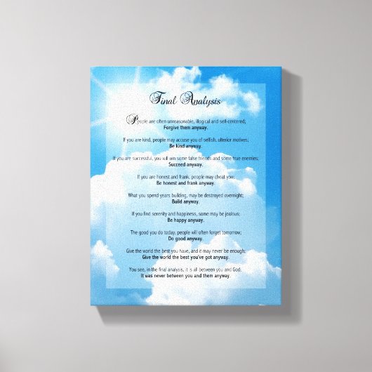 最終分析： 「とにかく実行」 キャンバスプリント (正面)