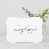 最終的で平らなサンキューカード|の金ゴールドのブラシのミニマリスト サンキューカード (スタンド正面)