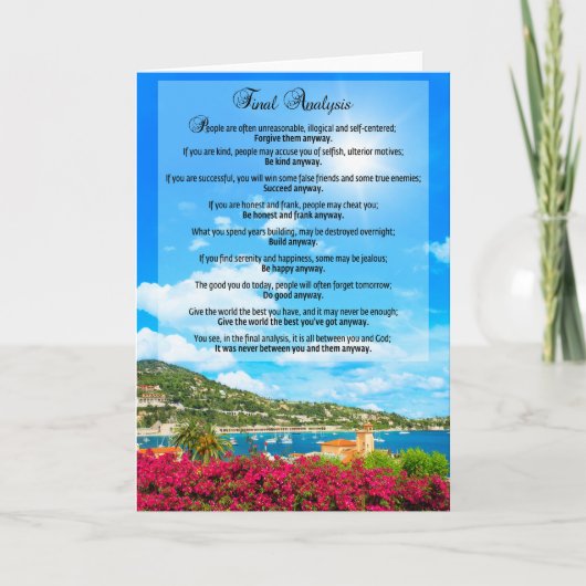 最終的な分析: "とにかくして下さいそれを" カード (正面)