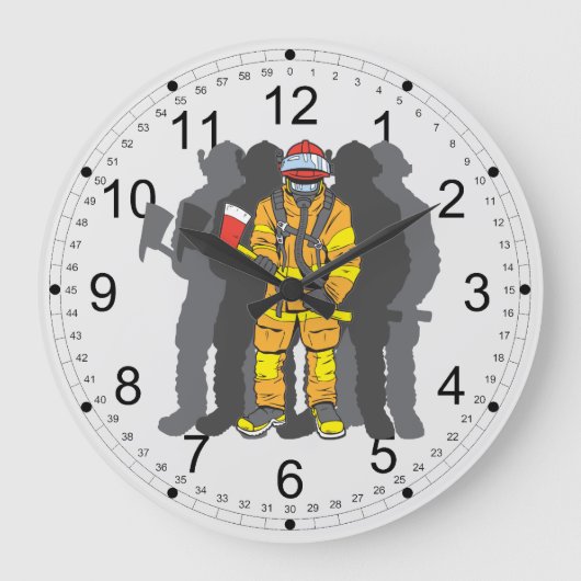 最終的な消防士 ラージ壁時計 (正面)
