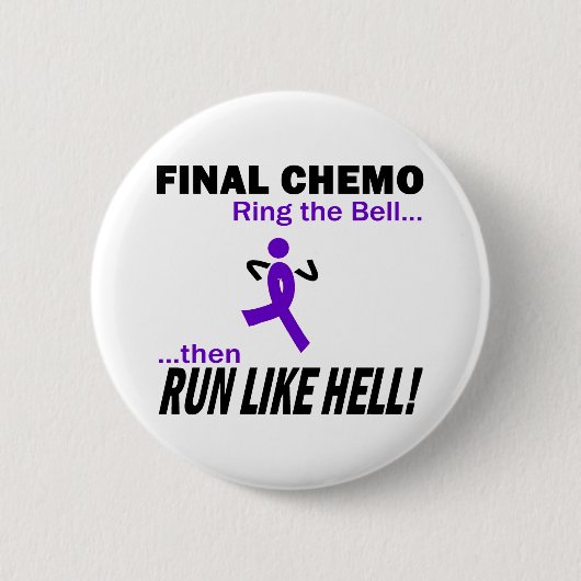 最終的なChemoは多くを-すみれ色のリボン走ります 缶バッジ (正面)