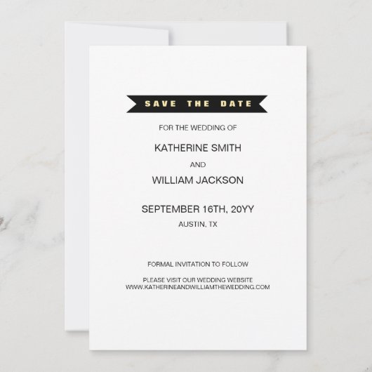 最終的におもしろいな写真の結婚式の保存金ゴールドの日付 セーブザデート (裏面)