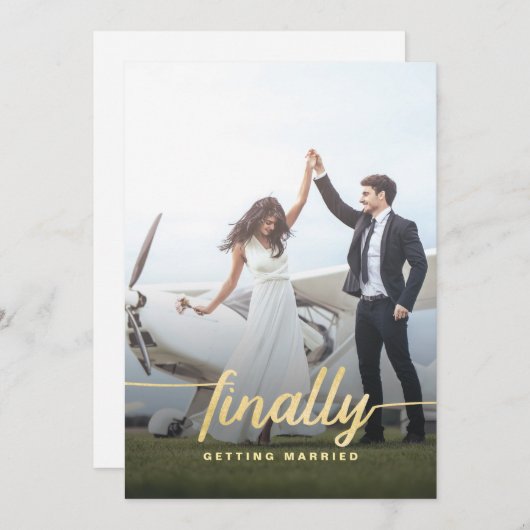 最終的におもしろいな写真の結婚式の保存金ゴールドの日付 セーブザデート (正面/裏面)