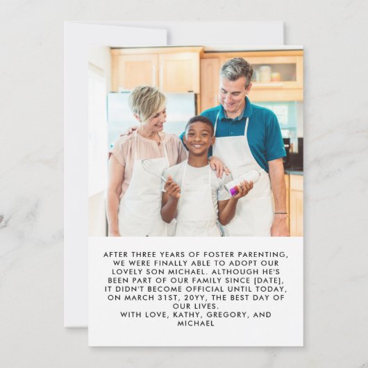 最終的に公式に2つの写真の採用 案内状 (裏面)