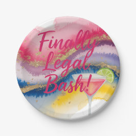 最終的に法的21st.水彩グリッター誕生日 ペーパープレート